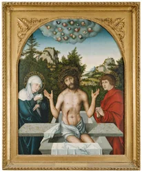 Man of Sorrows between Mary and Saint John