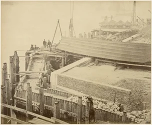 Construction of the expanded Limehouse Basin, London