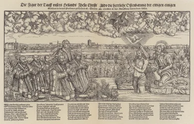 Frederick III, Elector of Saxony and Martin Luther witnessing the baptism of Christ