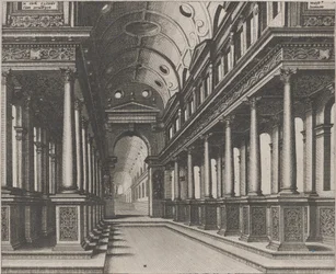 Interior of a Church with a Statue in the Far Background
