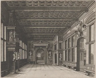 Interior with a View into a Second Room with Chimney