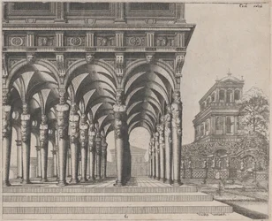 Loggia with Satyr Terms and a Garden