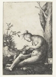 Naked Woman with Dog