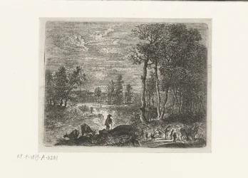 Landscape at Night with Farmers and Cattle (Small Landscapes)