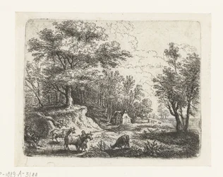 Landscape with Three Cows and a Woman