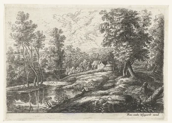 Landscape with Houses and a Church Surrounded by a Wall (series title: Five Landscapes)