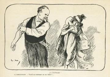 Illustration in Le Rire, 01/02/13 - At Work - Medical, President of the Republic, Constitution, Rape - Raymond Poincare - Physical Deformations