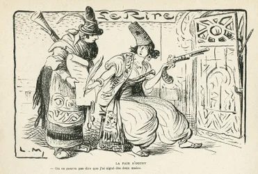 Illustration in Le Rire, 26/10/12 - The Peace of Ouchy - Balkans, Switzerland, War 14-18, Treaty of Lausanne