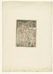 Woman with Two Girls in a Meadow