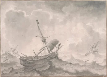 L. Backhuysen, Ships on a Stormy Sea