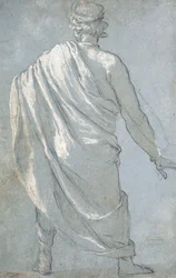 A Man Seen from Behind Wearing a Cloak