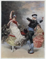 The Gypsies of Granada. Chromotypography by Ludovico Marchetti (1853-1909) 1889 Private collection