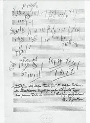 The last page of music written by the German composer Ludwig van Beethoven (1770-1827)
