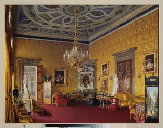 The Lyons Hall (The Yellow Drawing Room) of the Grand Palace of Tsarskoye Selo