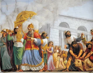 David accompanies transportation of Ark of Covenant