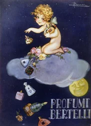 Advertising for Bertelli fragrances. Illustration by Brisi (Busi)