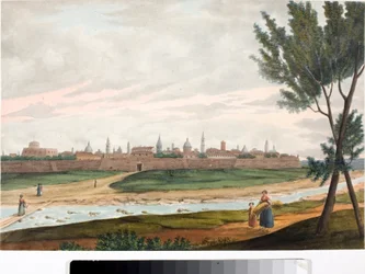 View of a Walled City, Probably Lucca in Tuscany