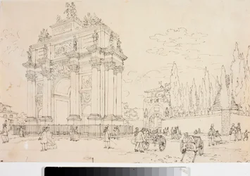 View of the Triumphal Arch in Porta San Gallo, Florence