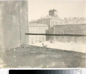 View Over a Square from a Window, Italy