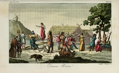 Russian dance. Illustration from Il costume antico e moderno o storia del governo by Giulio Ferrario