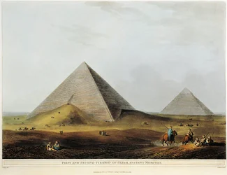 Arab dwelling built on ancient ruins along the Menuf canal in Egypt, engraving from Views in Egypt