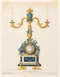Design for a Candlestick with a Clock