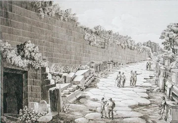 Roman Road to Tusculo, after its first excavation in 1825, from 