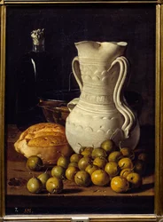 Jug, Bread and Small Pears