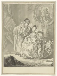 Seated Guitar Player and Standing Smoking Man in an Interior