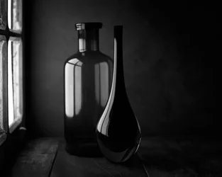 Elegant Bottles in Window Light