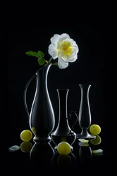 Luminous Rose and Vases