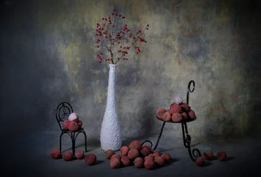 Lychees and Berries Still Life