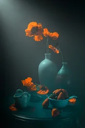 Moody Poppies and Strawberries
