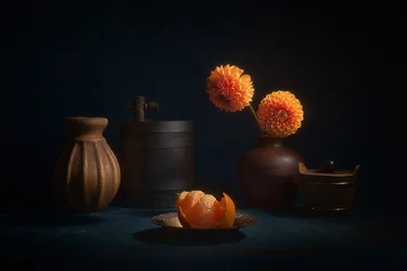 Orange Dahlia Still Life