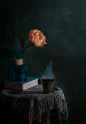 Peony and Steaming Cup