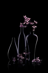 Pink Blossoms Dark Vases