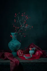 Pomegranates and Berries Still Life