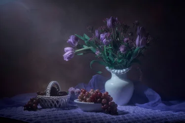 Purple Tulips Still Life