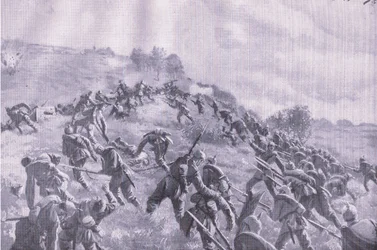 The retaking of Szawle. Storming the ridge, from The Illustrated History of the World War 1914-1915