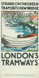 Strand on the Green, Tram 26 to Kew Bridge, London County Council LCC Tramways Poster, 1924