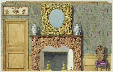Chimney in the dining room at rue Fortunee, house bought by Balzac in 1847
