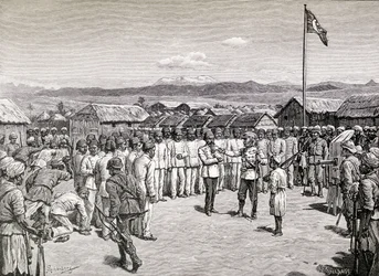 Sir Henry Morton Stanley Addressing Rebel Officers at Kavalli, 1890