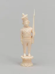 White pawn, chess piece, India, 1820 circa
