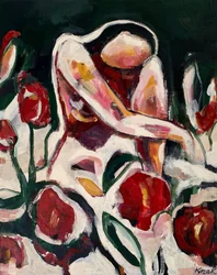Woman Among Red Flowers