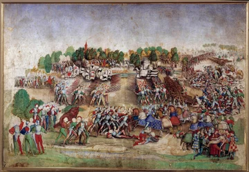 Italian Wars: The Battle of Marignan on 14/09/1515 Drawing in the pen of the Master De La Ratiere (16th century)
