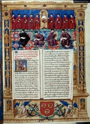 The Council of Ten The Doge is in the Center. Page Taken from a Description or Deals with the Government and Regime of the City and Seigneury of Venice Realized by Admiral Louis Malet de Graville, Illuminated by the Master of Philip de Geldre (16th Century