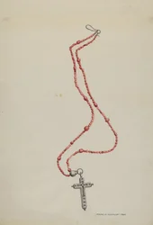 Coral Beads and Crucifix