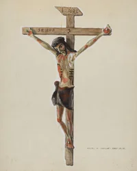 Painted Wooden Crucifix