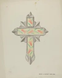Tin & Wall Paper Cross, c. 1937