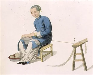 An Old Woman Twisting Cotton, plate 57 from 